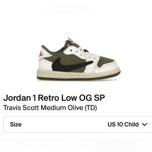 Jordan 1 Low X Travis Scott Toddler Shoes